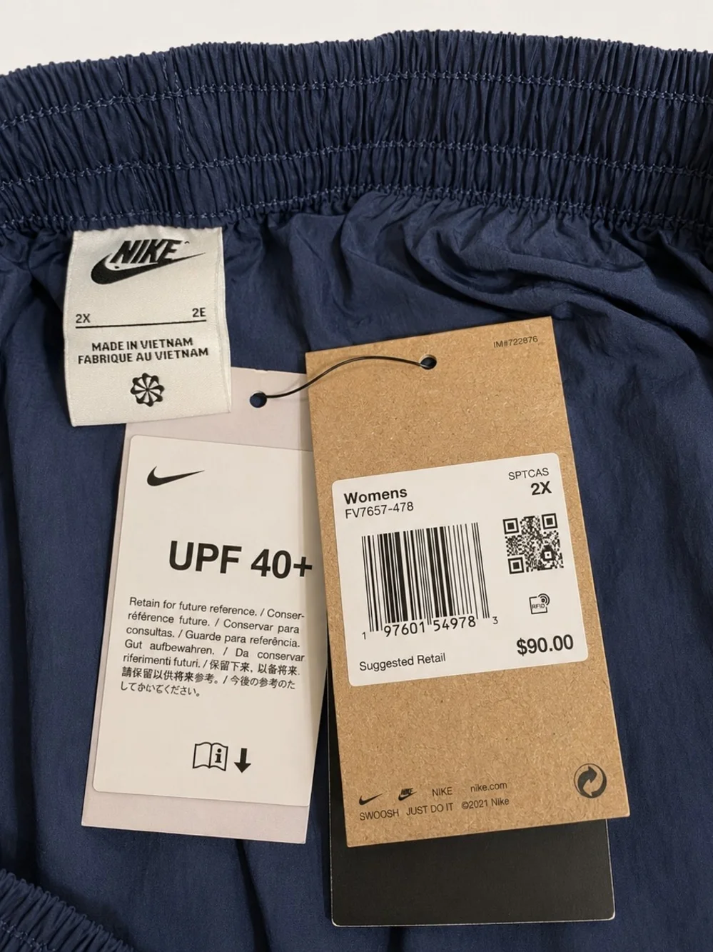 Nike Plus Size Navy Track Pants with White Piping - Picture 8 of 8